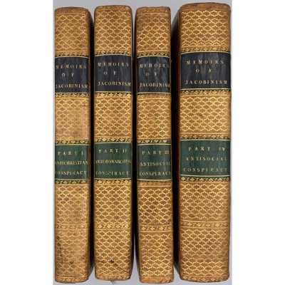Augustin Barruel. Memoirs illustrating the history of Jacobinism / Translated by Robert Clifford (4 volumes). — London: T. Burton, 1798.