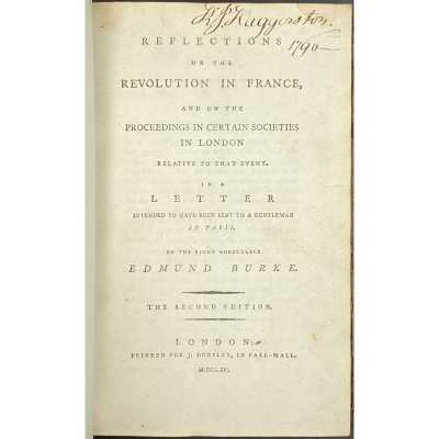 Edmund Burke. Reflections on the revolution in France and on the proceedings of certain societies in London relative to that event / 2nd edition. — London: J. Dodsley, 1790.