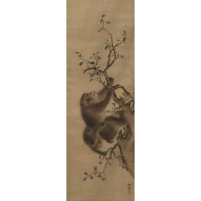 Two Monkeys Hanging From Branches. Mori Sosen (1747-1821)