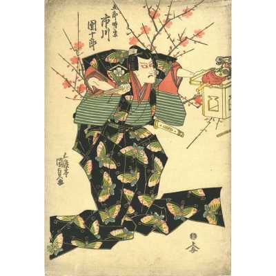 Utagawa Kunisada (Toyokuni III). Kabuki actor Ichikawa Danjūrō VII as Soga Gorō Tokimune (1830).