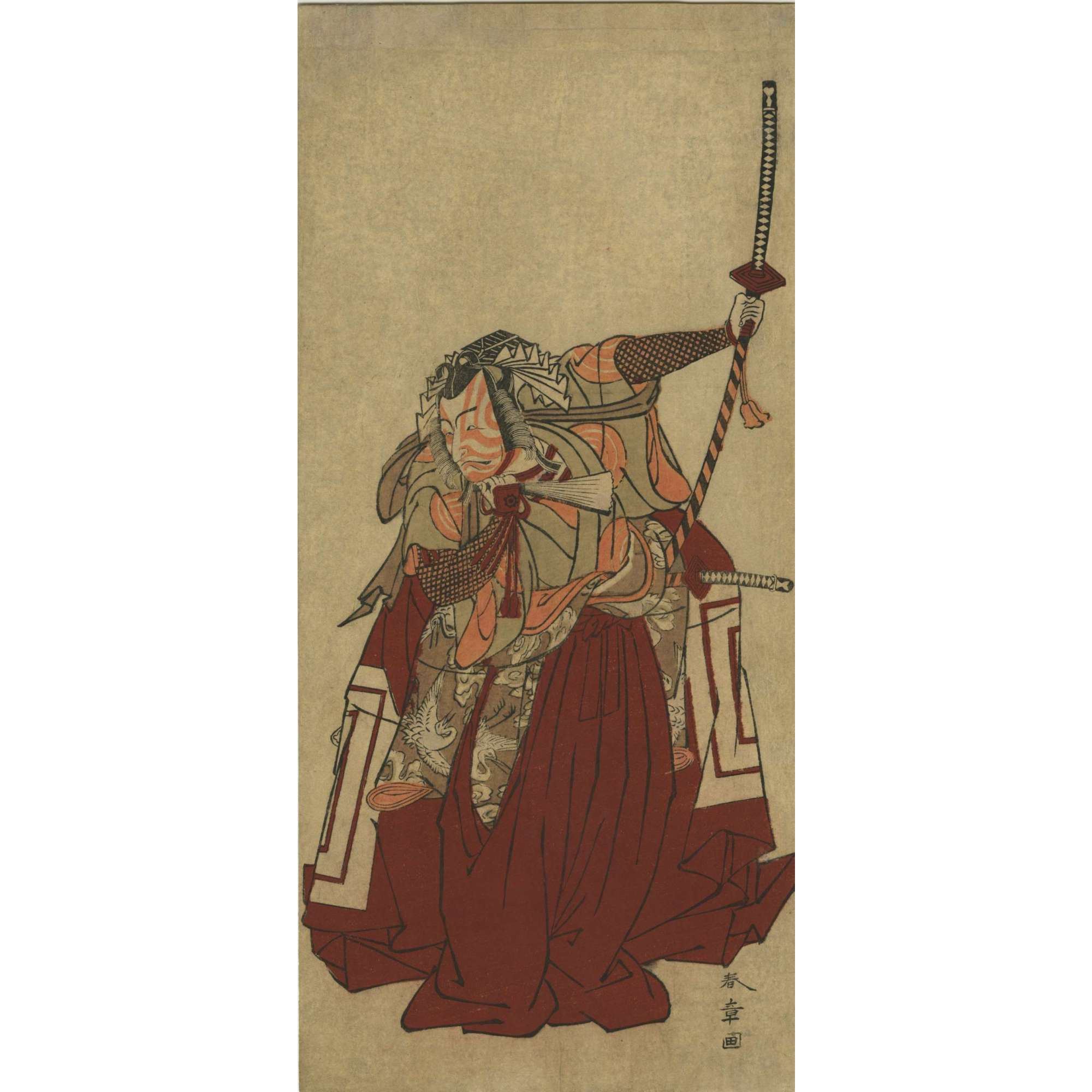 Katsukawa Shunshō. Itchikawa Danjuro V in Shibaraku as Kamakura Gongoro Kagemasa. Circa 1770's.