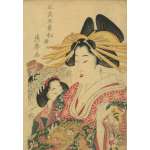 Torii Kiyomitsu II. Courtesan and her Komura from the series Furyu Goyo no Matsu.