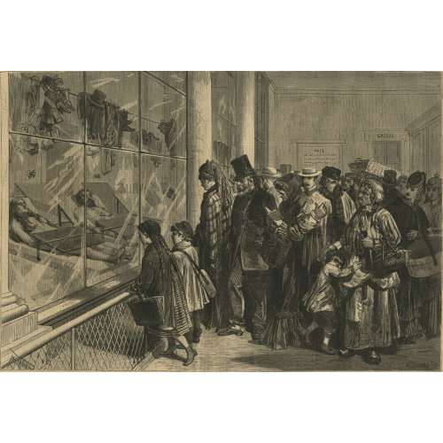 The morgue at Paris - The last scene of a tragedy. Harper's Weekly: July 18, 1874