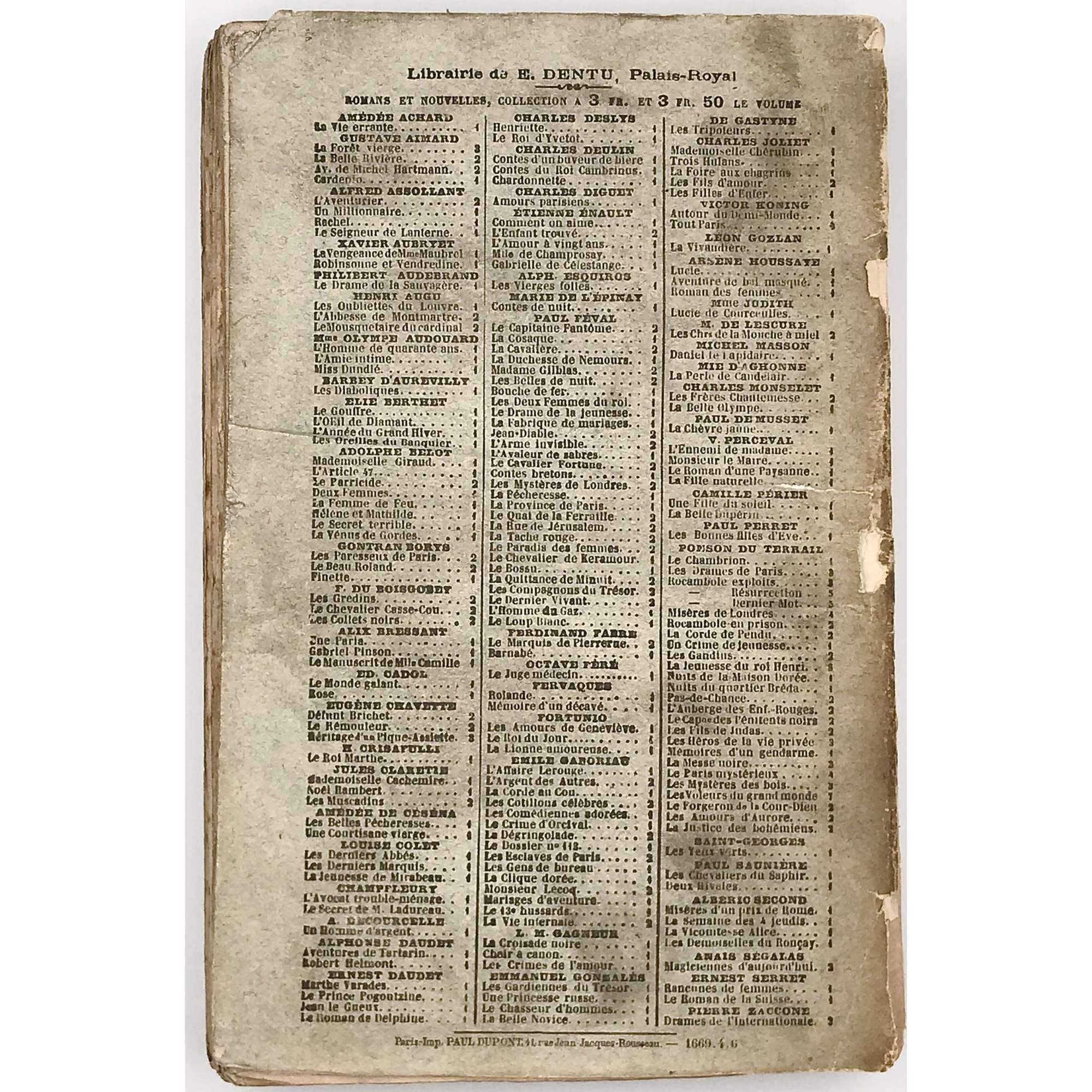 Maurice Joly. Les affamés. Études de mœurs contemporaines. — Paris, E. Dentu, 1876. — pp.: [1 half-title, verso colophone] [1 title, verso blank] [i] ii-xvi, 1-340. 