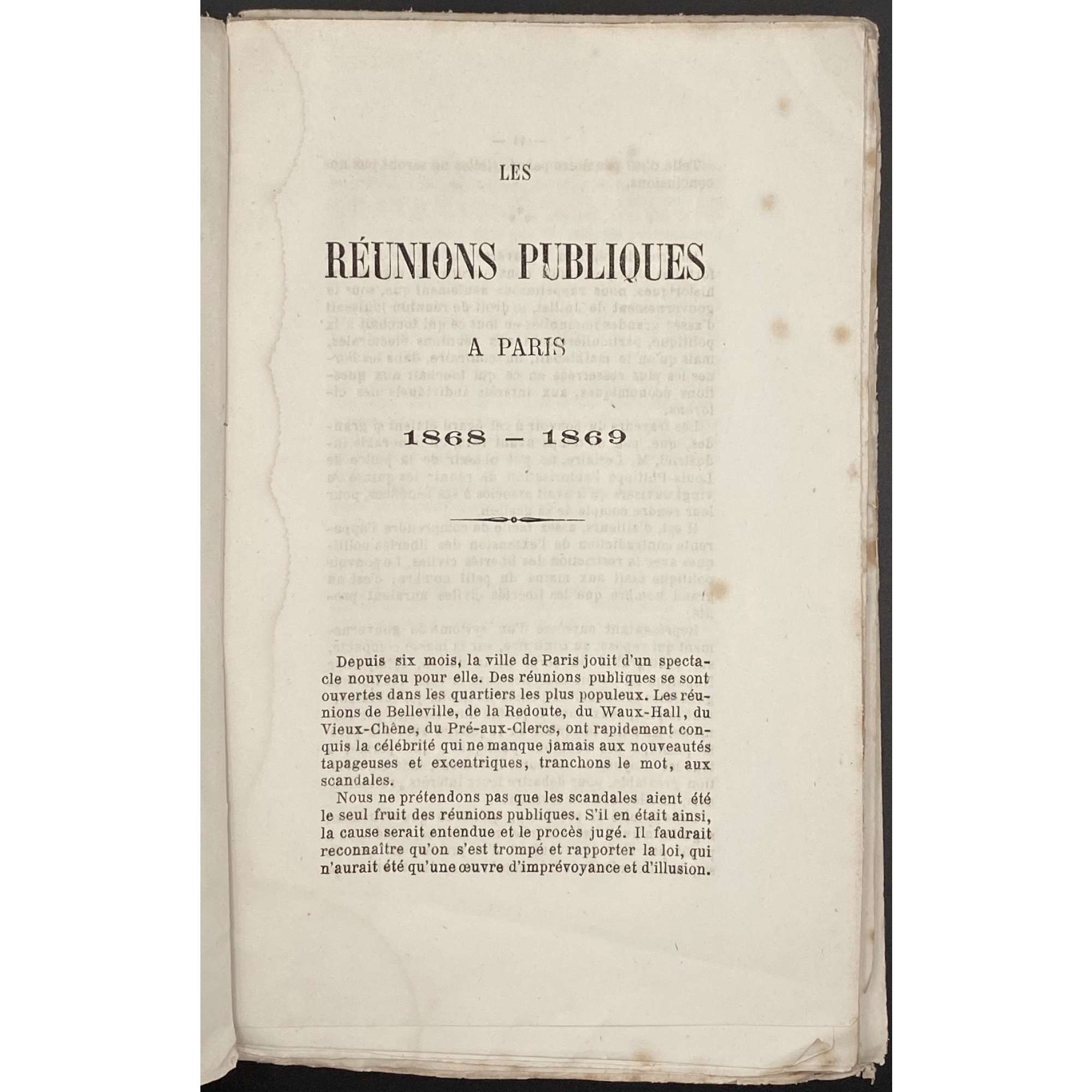 Auguste Vitu. Les réunions publiques à Paris 1868-1869. — Paris: E. Dentu, 1869. — pp.: [1-5] 6-151 [1].