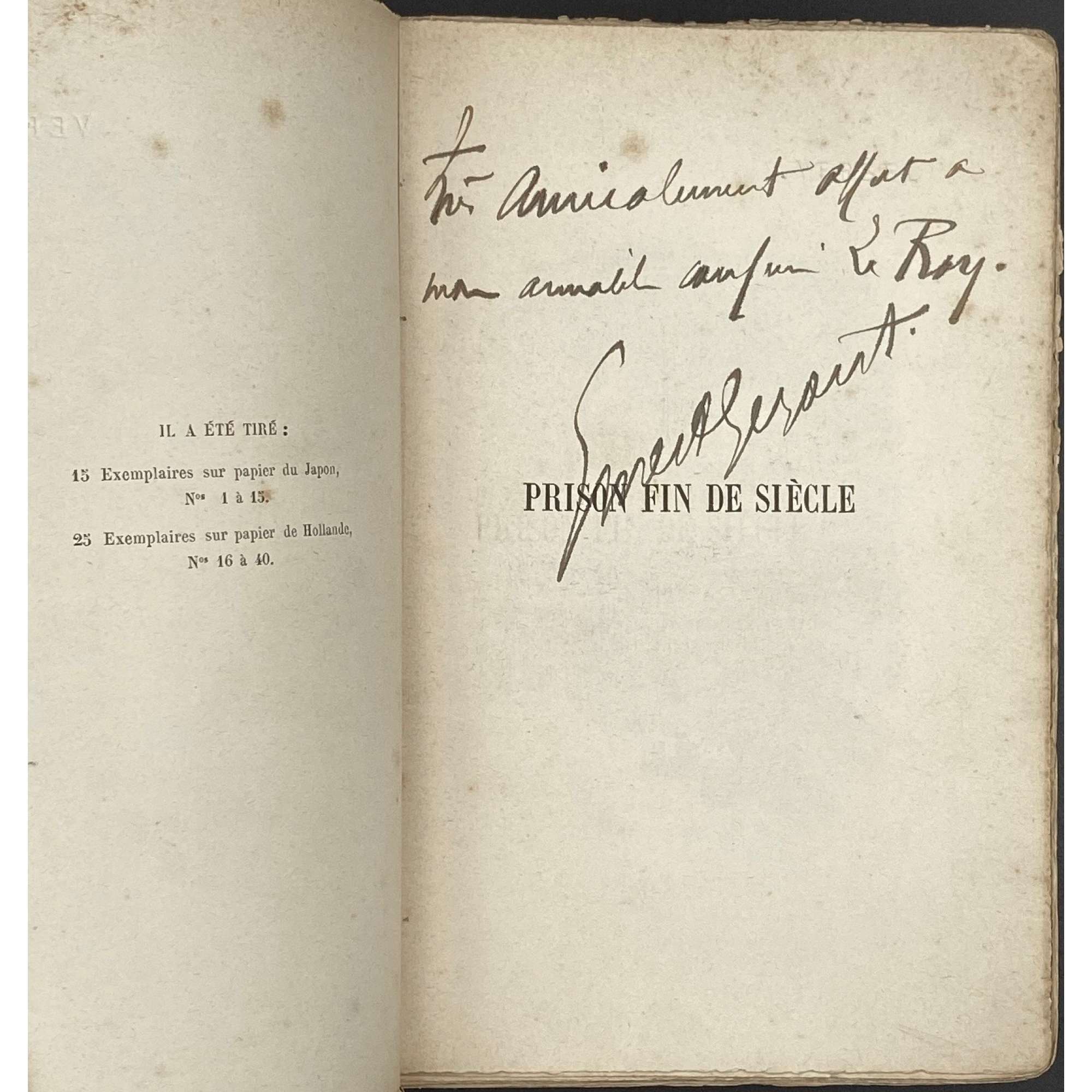 Ernest Gegout, Charles Malato. Prison Fin de Siècle: Souvenirs de Pélagie / par E. Gegout et Ch. Malato. — Paris: G. Charpentier & E. Fasquelle, 1891. — pp.: [ - blank, tiré] [2 - ht, frontis.] [2 - t. p. blank] [2 - préface] [1] 2-352 [2 blanks], wrappers, ills by Steinlen.