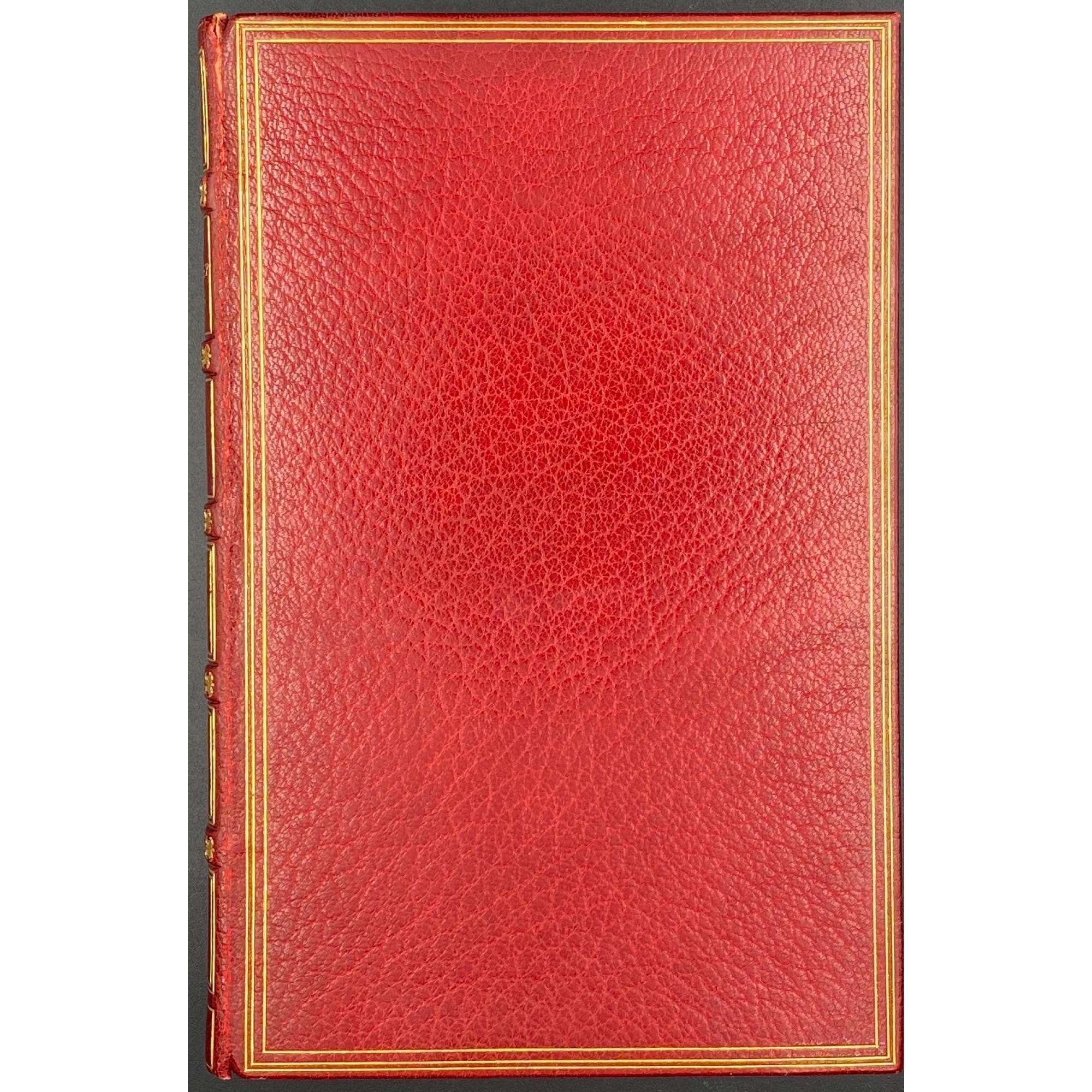 [Barham, Richard Harris]. The Ingoldsby Legends or Mirth and Marvels by Thomas Ingoldsby, esquire / First, Second and Third Series - 3 volumes; Illustr.: George Cruikshank and John Leech. — London: Richard Bentley, 1840-1847. — Vol. 1: Printed by London: Samuel Bentley, 1840. pp.: ff, [2 blank] [i ht] [ii colophon] [title, verso blank] [iii] iv-v [vi blank] [contents, list of ill.] [blank, etching on verso] [1] 2-338 [339] [7, incl. orig. FC and Sp.] bf, 6 plates: 1 by Buss, 3 by Leech, 2 by Cruikshank. — Vol. 2: Printed by London: S. & J. Bentley, Wilson, and Fley, 1842. pp.: ff, [2 blank] [i ht] [ii colophon]  [title, verso blank] [v] vi-vii [viii blank] [contents, verso blank] [blank, etching on verso] [1] 2-288 [6, incl. orig. FC and Sp.] bf, 7 plates: 3 by Leech, 4 by Cruikshank. — Vol. 3: Printed by London: S. & J. Bentley, Wilson, and Fley, 1847. pp.: ff, [2 blank] [i ht] [ii colophon] [title, verso blank] [iii] iv-vi [contents, list of ill.] [blank, portrait on verso] [1] 2-364 [6, incl. orig. FC and Sp.] bf, 6 plates: 2 portraits, 2 by Leech, 2 by Cruikshank.