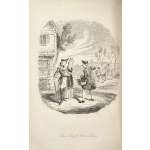 [Barham, Richard Harris]. The Ingoldsby Legends or Mirth and Marvels by Thomas Ingoldsby, esquire / First, Second and Third Series - 3 volumes; Illustr.: George Cruikshank and John Leech. — London: Richard Bentley, 1840-1847. — Vol. 1: Printed by London: Samuel Bentley, 1840. pp.: ff, [2 blank] [i ht] [ii colophon] [title, verso blank] [iii] iv-v [vi blank] [contents, list of ill.] [blank, etching on verso] [1] 2-338 [339] [7, incl. orig. FC and Sp.] bf, 6 plates: 1 by Buss, 3 by Leech, 2 by Cruikshank. — Vol. 2: Printed by London: S. & J. Bentley, Wilson, and Fley, 1842. pp.: ff, [2 blank] [i ht] [ii colophon]  [title, verso blank] [v] vi-vii [viii blank] [contents, verso blank] [blank, etching on verso] [1] 2-288 [6, incl. orig. FC and Sp.] bf, 7 plates: 3 by Leech, 4 by Cruikshank. — Vol. 3: Printed by London: S. & J. Bentley, Wilson, and Fley, 1847. pp.: ff, [2 blank] [i ht] [ii colophon] [title, verso blank] [iii] iv-vi [contents, list of ill.] [blank, portrait on verso] [1] 2-364 [6, incl. orig. FC and Sp.] bf, 6 plates: 2 portraits, 2 by Leech, 2 by Cruikshank.