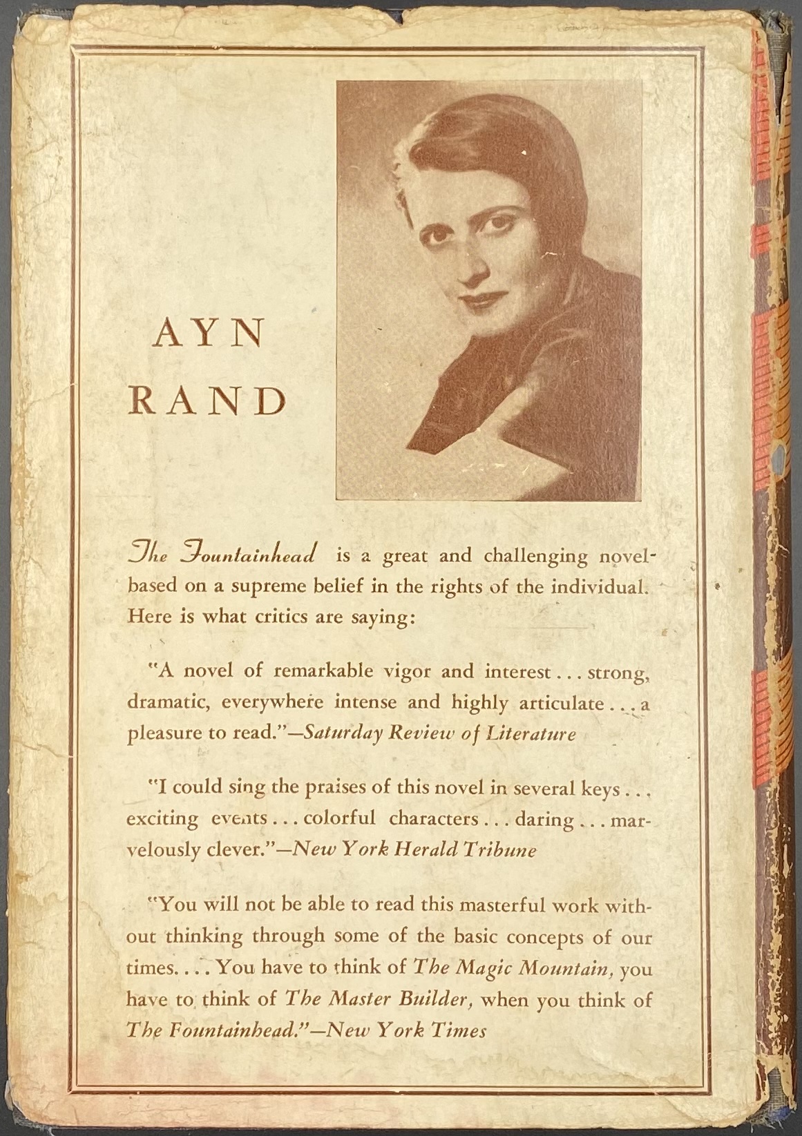 Ayn Rand. The Fountainhead. — NY, Indianapolis: The Bobbs–Merrill ...