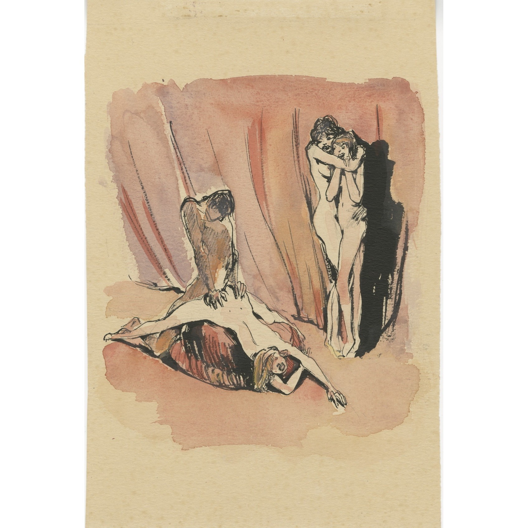 Otto Rudolf Schatz. Erotic scene (7) / Watercolour on paper, c. 1950.