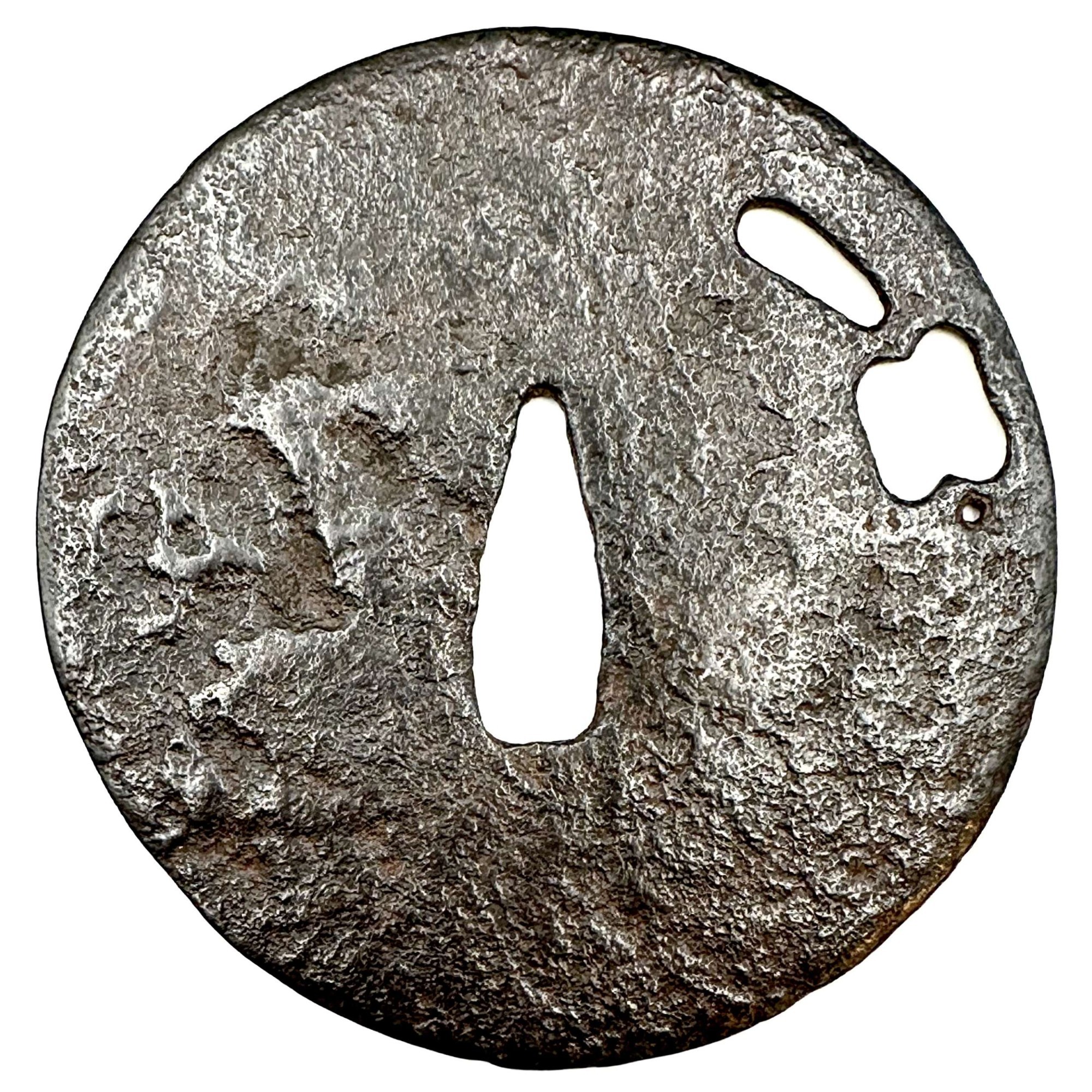 Ko-tosho tsuba with design of military fan in openwork. Kamakura period, 1185-1333).